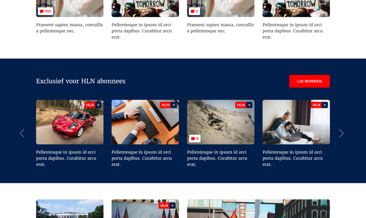 Redesign van de sectie voor abonnees op HLN.
