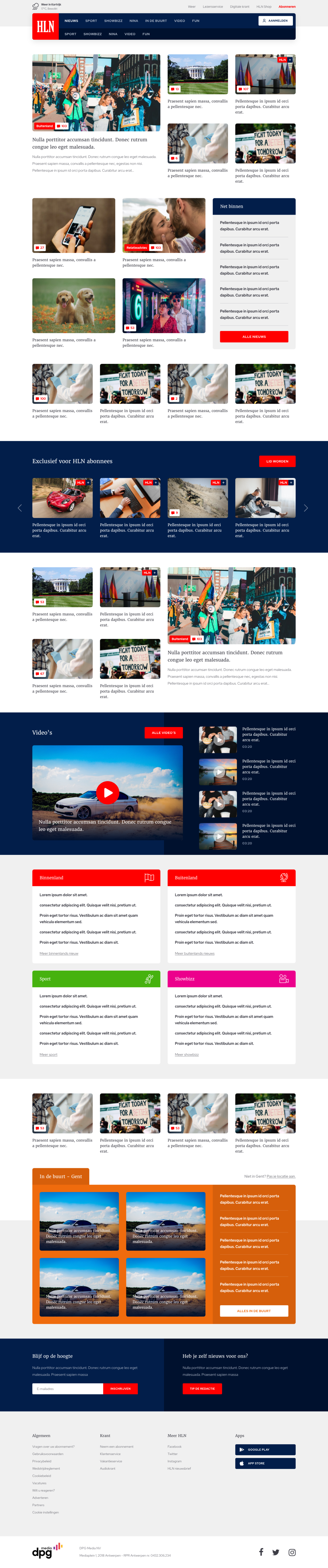 Volledig redesign van de homepage van HLN.