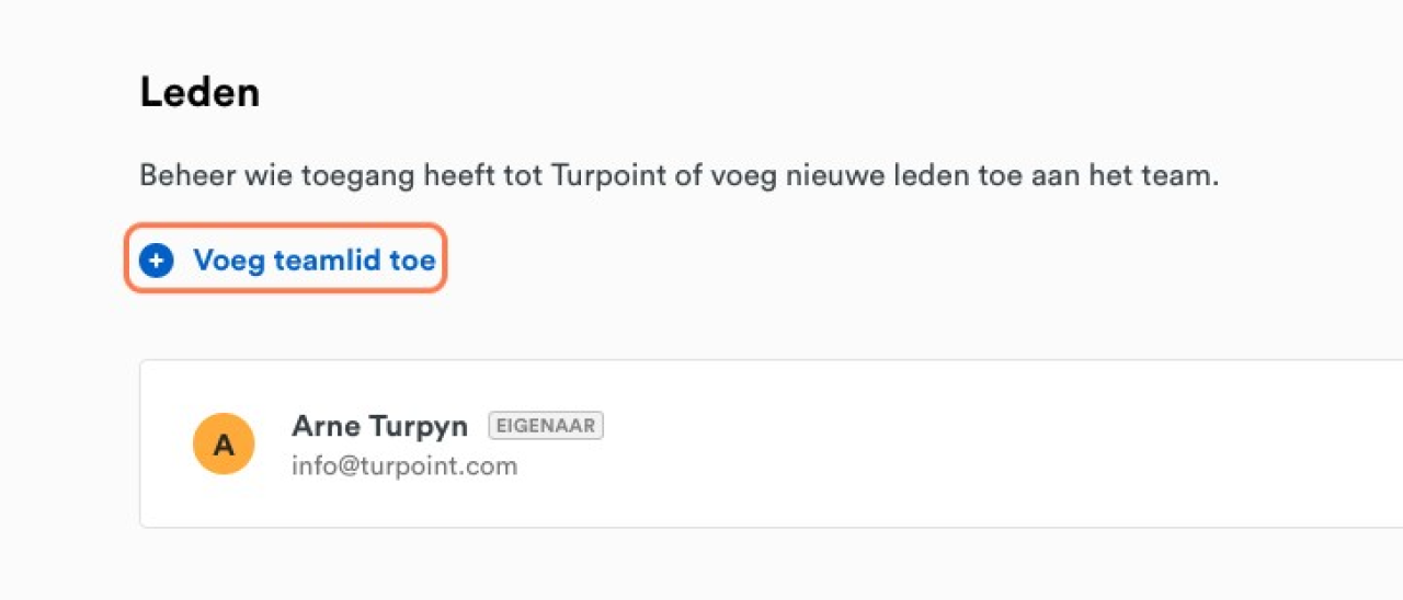 Screenshot van het Leden scherm van Mollie.