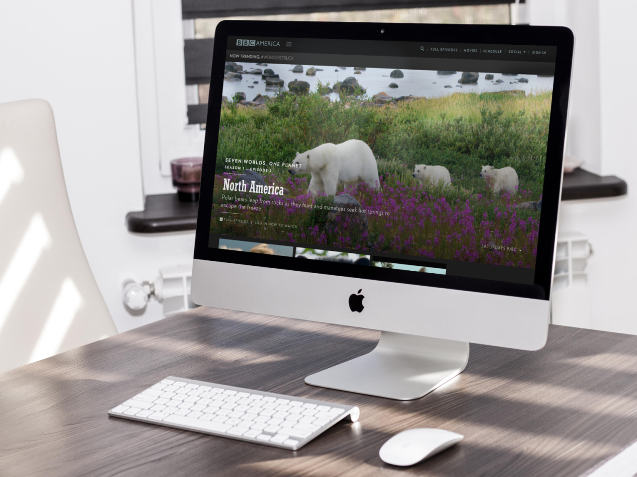Mockup met de website van BBC America.