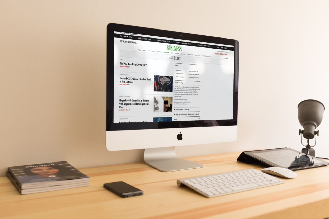 Mockup met de website van The Wall Street Journal.
